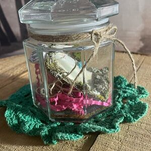 Fairy door in a Decorative Glass Jar - miniatures and coloring page